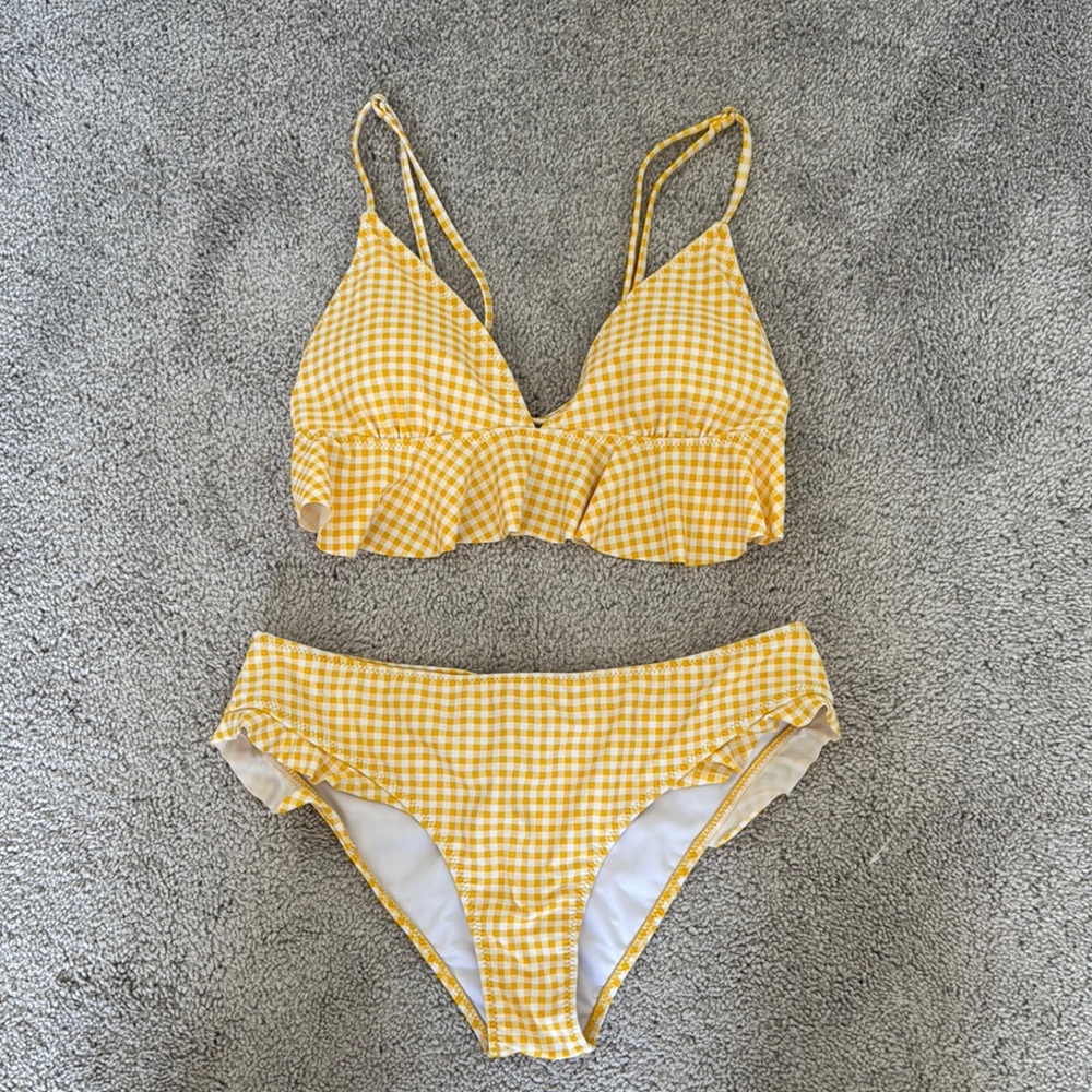 Cupshe Yellow Gingham Bikini